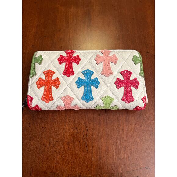 Chrome Hearts Multi Color Cross Patch Wallet in White Silver Hardware - Picture 2 of 6